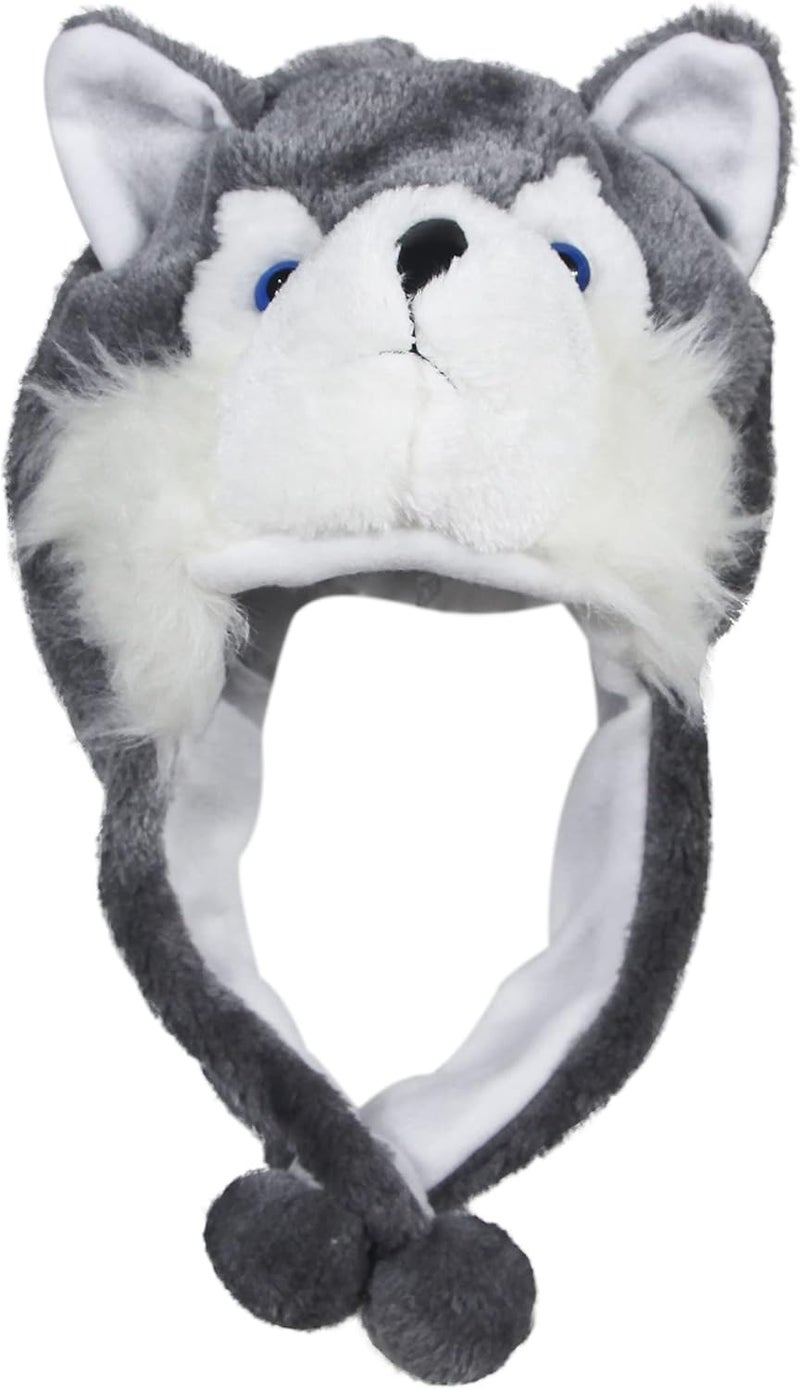 Timiot Cute Plush Animal Character Winter Hat Fun Ski Cap with Detailed Animal Face Long Ear Straps with Pom Pom Ends - Image 2