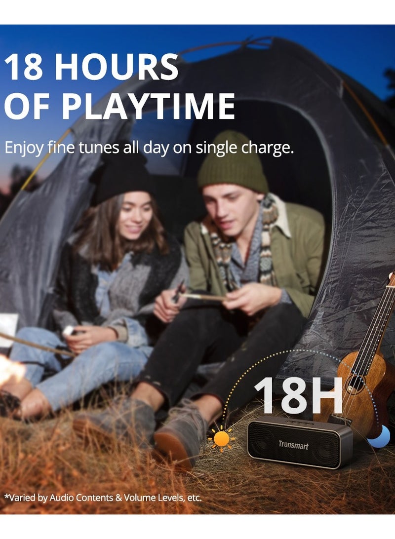 Tronsmart T2 Mini 2023 Portable Outdoor, Indoor Speaker, Bluetooth 5.3, IPX5 Waterproof, 18H Playtime, Stereo Sound, Aux, TF Card & U-Disk, Black - Image 3