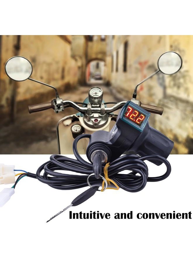 doinal Half Twist Throttle 24V 36V 48V 72V Voltage Display Throttle Electric Motorcycle Throttle with Key Igination, Electric Scooter Bike Grip - Image 3