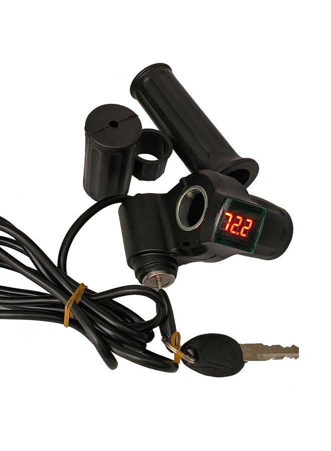 doinal Half Twist Throttle 24V 36V 48V 72V Voltage Display Throttle Electric Motorcycle Throttle with Key Igination, Electric Scooter Bike Grip - Image 1