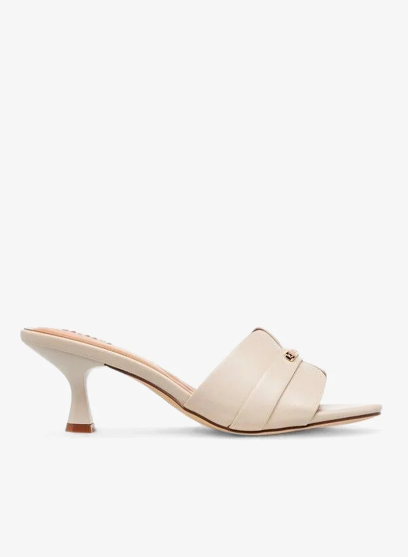 Celeste Women's Solid Slip-On Sandals with Flared Heels