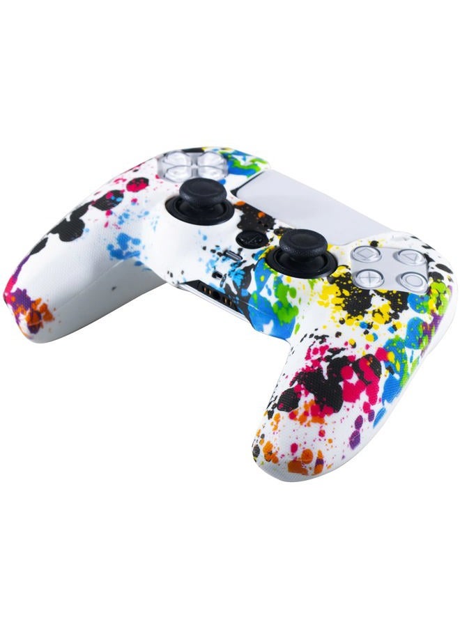 YoRHa Studded Printing Silicone Rubber Customizing Skin Cover for PS5 Dualsense Controller x 1(Graffiti) With Pro thumb grips x 8 - Image 4