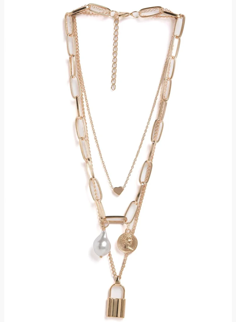 SOHI Pack of 3 Gold Plated Chains