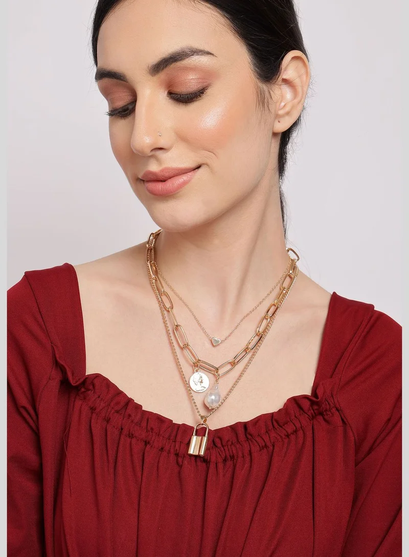 SOHI Pack of 3 Gold Plated Chains