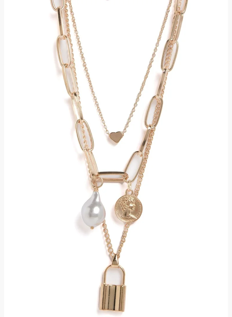 SOHI Pack of 3 Gold Plated Chains