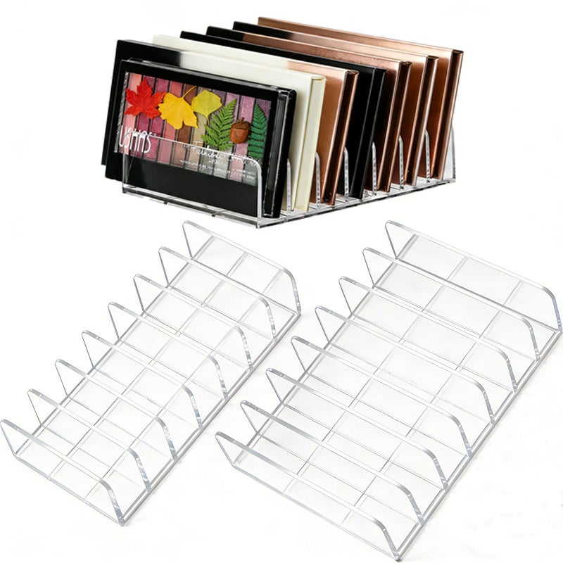 WECHENG 2 Pack Acrylic Eyeshadow Makeup Palette Organizer: Makeup Organizer for Drawer - 7-Section Cosmetic Display Case for Vanity Countertop - Clear Cosmetic Organizer Storage Accessories - Image 1