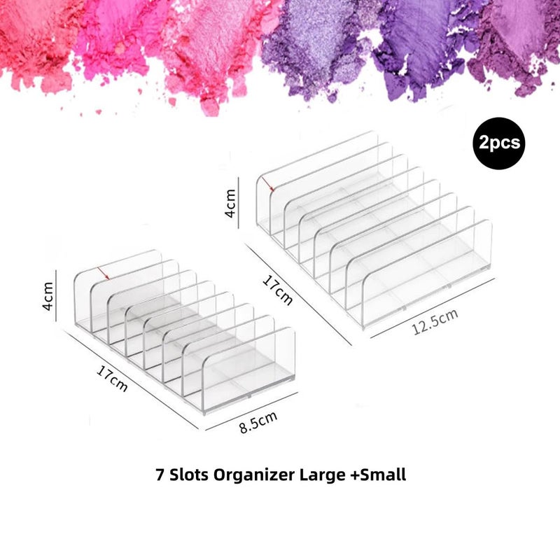 WECHENG 2 Pack Acrylic Eyeshadow Makeup Palette Organizer: Makeup Organizer for Drawer - 7-Section Cosmetic Display Case for Vanity Countertop - Clear Cosmetic Organizer Storage Accessories - Image 3