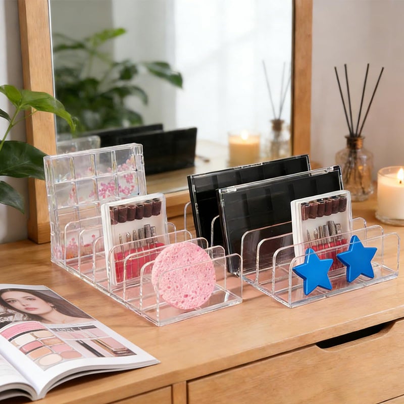 WECHENG 2 Pack Acrylic Eyeshadow Makeup Palette Organizer: Makeup Organizer for Drawer - 7-Section Cosmetic Display Case for Vanity Countertop - Clear Cosmetic Organizer Storage Accessories - Image 5