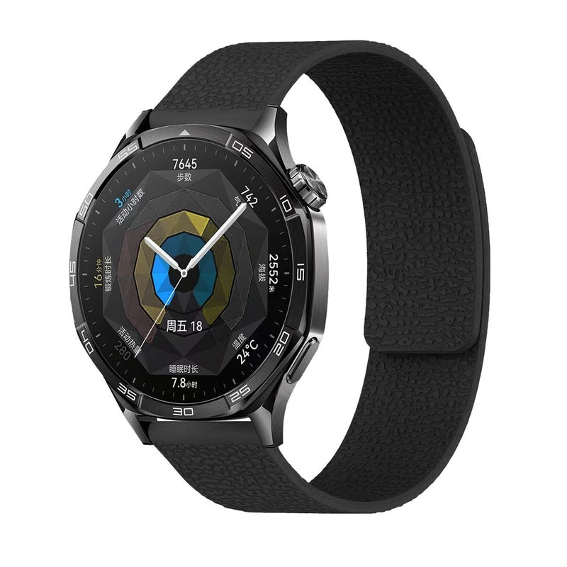 erorex 18Mm Lychee Texture Soft Magnetic Silicone Watch Band(Black) - Image 1