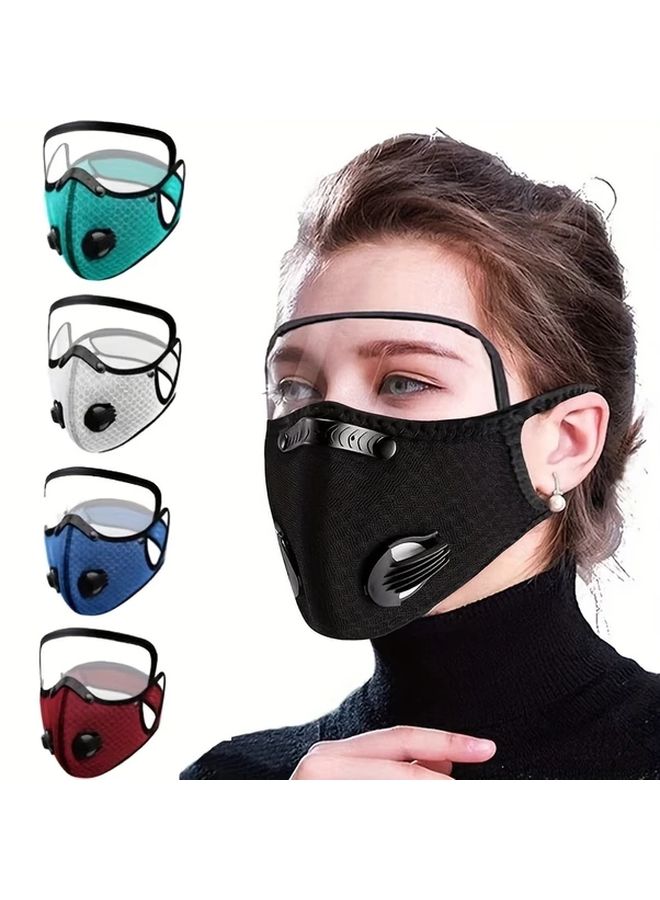 Black Full Face Motorcycle Mask with Goggles Windproof Sun Protection Polyester Knitted Riding Gear - Image 3