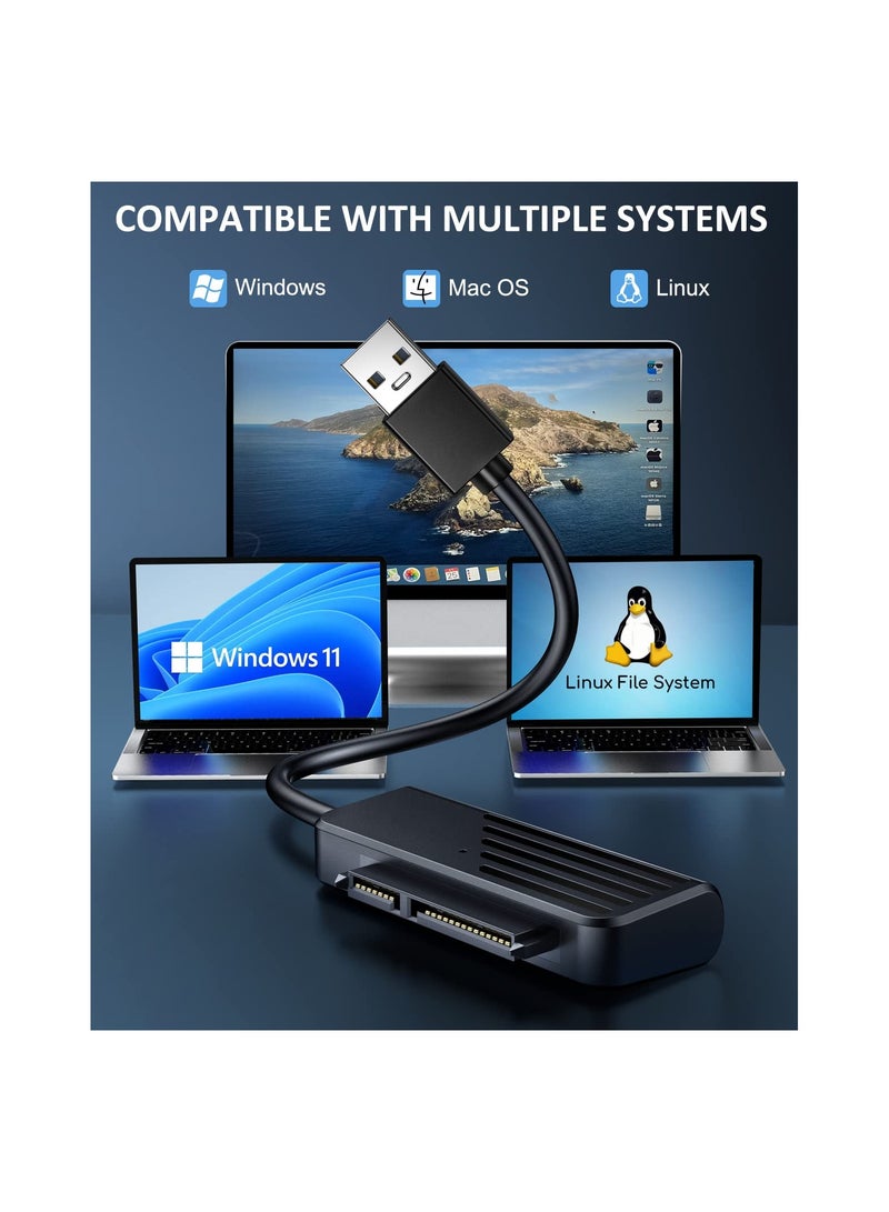 SYOSI SATA to USB Cable, 1.7FT, SATA to USB 3.0 Adapter, SATA to USB Adapter Cable for 2.5” SATA III Hard Drive Adapter, External Hard Drive Reader Converter for SSD/HDD Data Transfer Up to 5TB(Black)  - Image 2