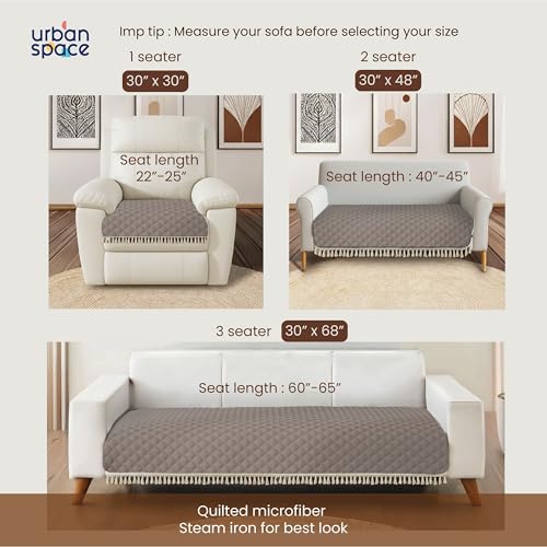 Urban Space 2 Seater Microfiber Quilted Sofa Cover mat with Tassels, Easy Care & Machine Washable Cover, Anti-Slip Backing Sofa Seat Runner for Couch for Living Space (2 Seater - Mocha Brown) - Image 5