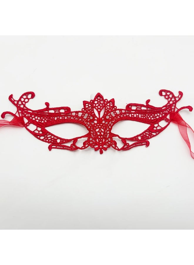 KASTWAVE 3 Pieces Women Lace Eye Mask, Masquerade Masks Mysterious Face Venetian Eyemask for Carnival Party Costume Ball, Red - Image 4