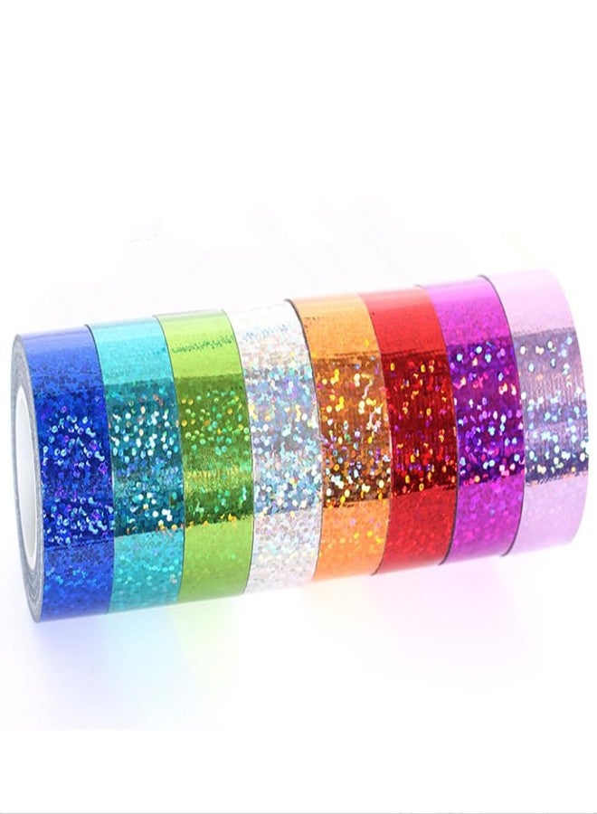 SICCOMA Glossy Prism Tape Strong Adhesive Tape Holographic Glossy Washi Tape Reflective Tape Glossy Decorative Tape Glossy Adhesive Tape Glossy Craft Tape(8 Rolls, 0.6 - Image 1