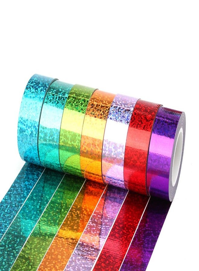 SICCOMA Glossy Prism Tape Strong Adhesive Tape Holographic Glossy Washi Tape Reflective Tape Glossy Decorative Tape Glossy Adhesive Tape Glossy Craft Tape(8 Rolls, 0.6 - Image 2