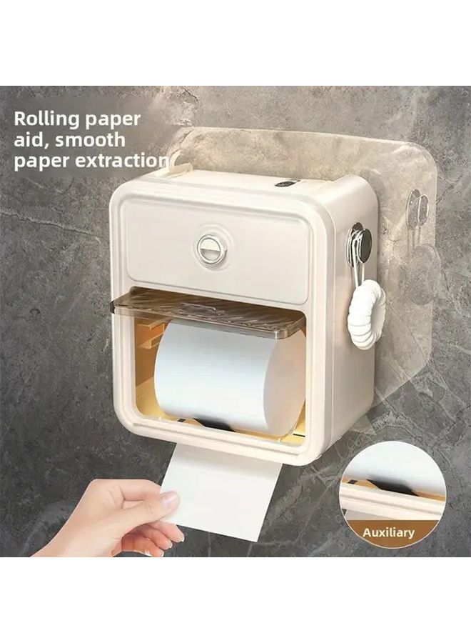موزع ورق الحمام المزدوج الطبقة كريمي أبيض حامل ورق تواليت مقاوم للماء - Image 3