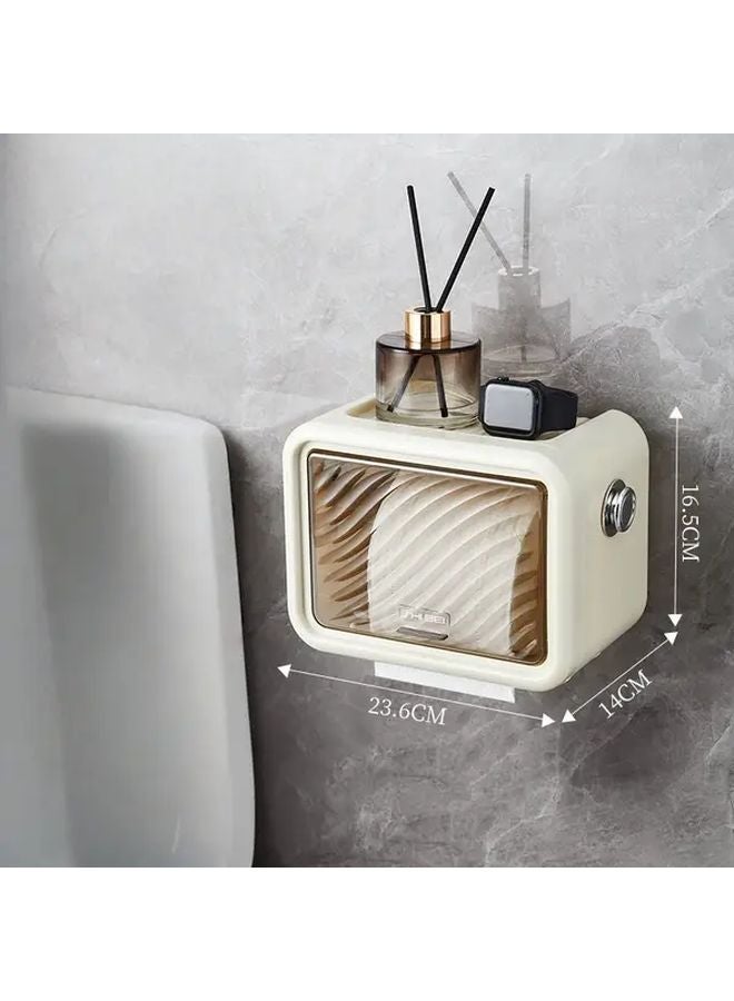 موزع ورق الحمام المزدوج الطبقة كريمي أبيض حامل ورق تواليت مقاوم للماء - Image 5