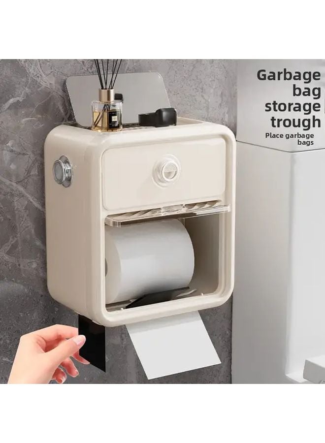 موزع ورق الحمام المزدوج الطبقة كريمي أبيض حامل ورق تواليت مقاوم للماء - Image 2