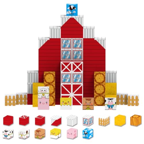Allenjoy 80PCS Fall Autumn Farm Theme Magnetic Blocks STEM Educational Magnet Building Set for Kids Ages 3 Creative Birthday - Image 1