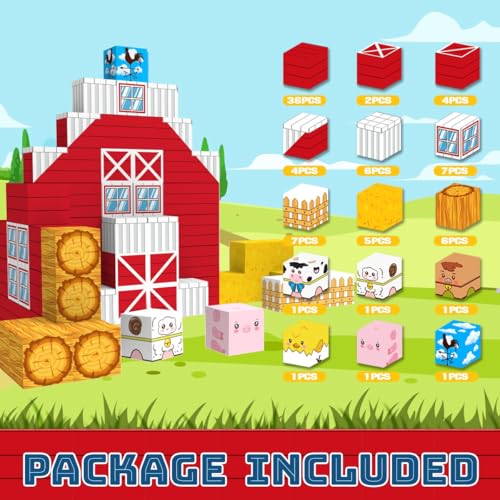 Allenjoy 80PCS Fall Autumn Farm Theme Magnetic Blocks STEM Educational Magnet Building Set for Kids Ages 3 Creative Birthday - Image 5