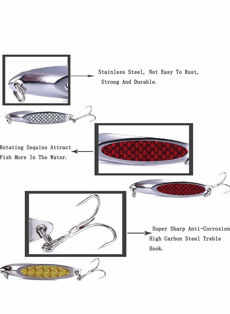 Excefore Fishing Lure Set, 5 Pcs Metal Hooks, Lure Sequins Spoons with Hard Bait, Sea Lake Lure Tool - Image 4