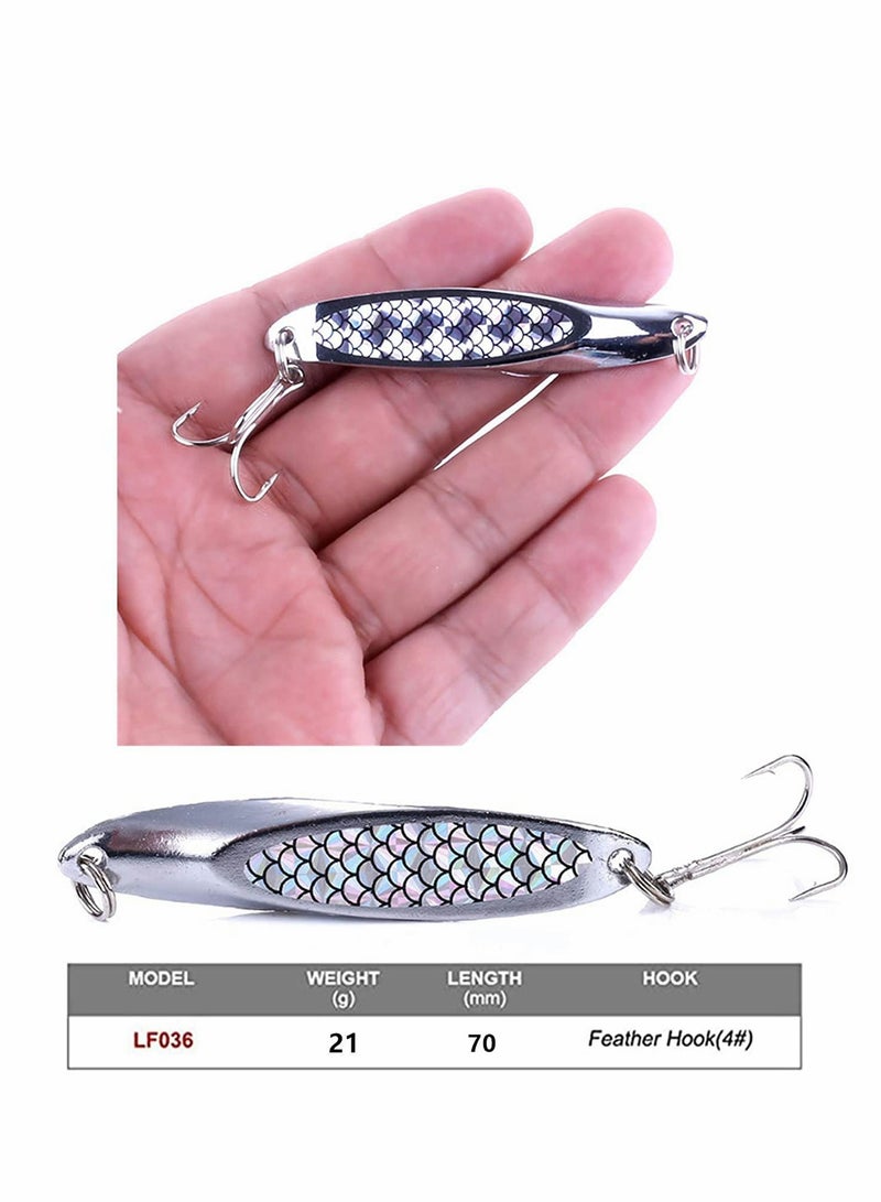 Excefore Fishing Lure Set, 5 Pcs Metal Hooks, Lure Sequins Spoons with Hard Bait, Sea Lake Lure Tool - Image 2