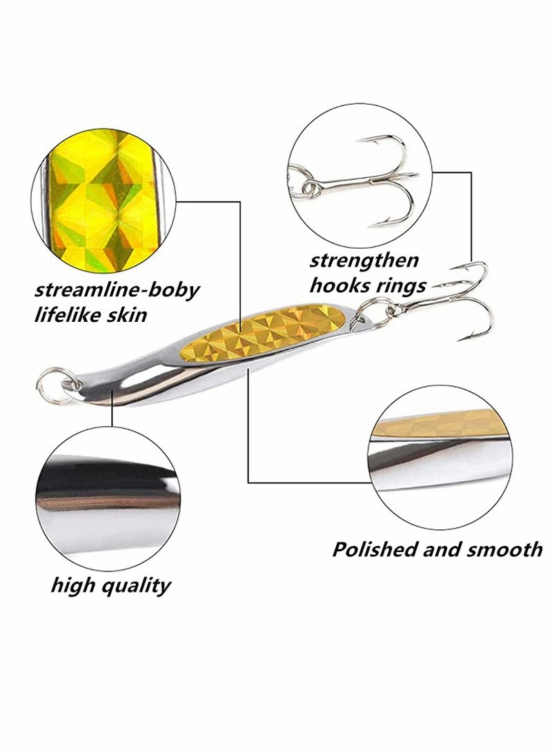 Excefore Fishing Lure Set, 5 Pcs Metal Hooks, Lure Sequins Spoons with Hard Bait, Sea Lake Lure Tool - Image 3