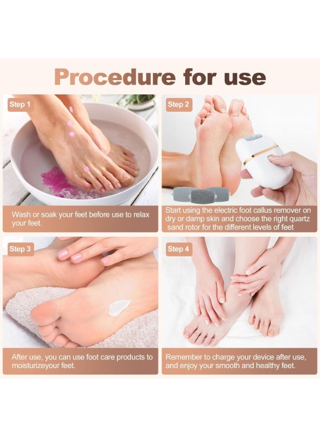 Generic Callus Remover for Feet – Rechargeable Electric Foot File for Dead Skin and Cracked Heels – Comes with 3 Roller Heads, 2 Speed Settings, and Waterproof Design for Smooth and Soft Feet (Electric Pedicure Device)  - Image 2