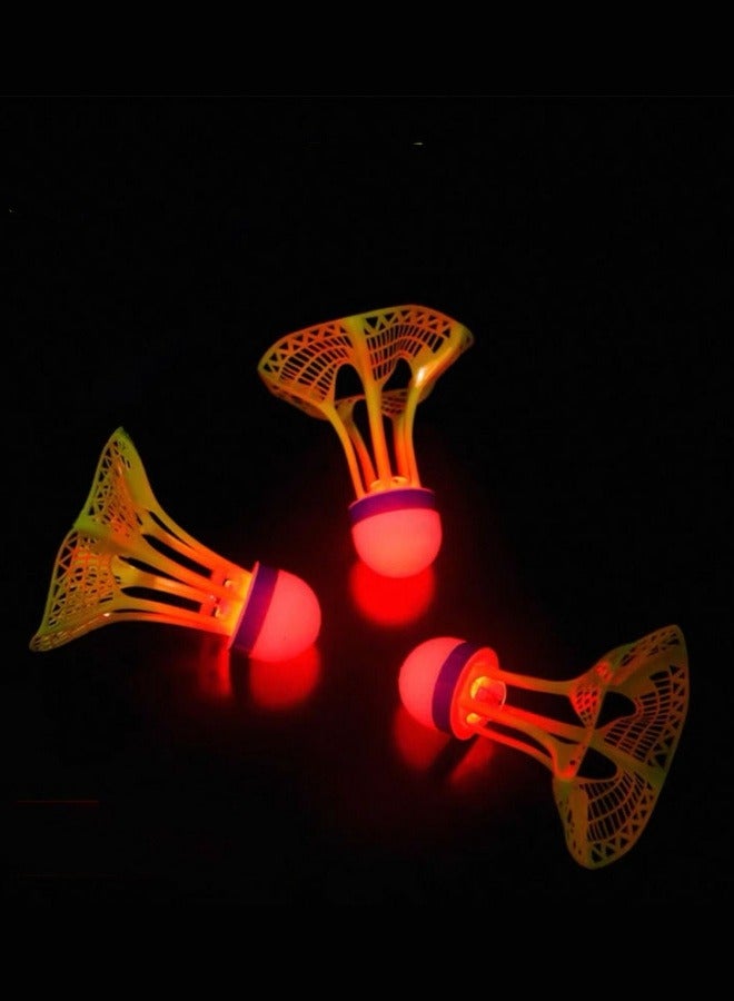 3 قطع مضادة للرياح كرة الريشة كرات الريشة المتوهجة في الظلام كرة الريشة في الهواء الطلق كرات الريشة المرنة تدريب رياضي للحدائق والساحات والشواطئ حمراء - Image 1