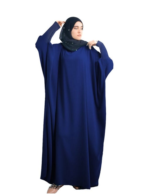 Long Sleeves Abaya With Hijab Dark Blue