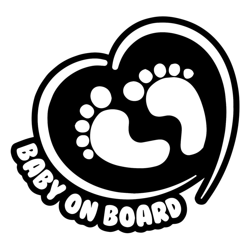 TOTOMO Baby on Board Sticker for Cars Funny Cute Safety Caution Decal Sign for Car Window and Bumper No Need for Magnet or Suction Cup Footprint in Heart