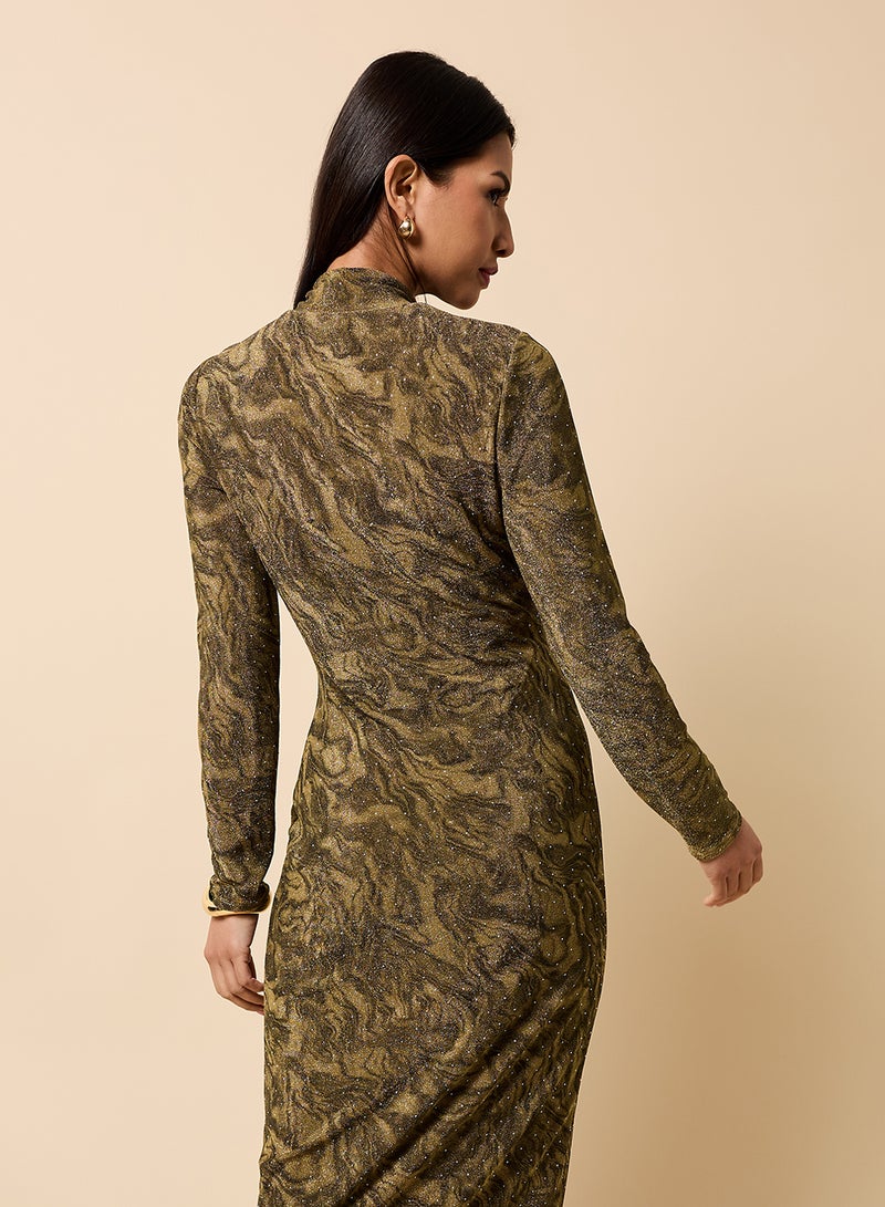 Little Mistress High Neck Long Sleeve Maxi Dress - Image 2