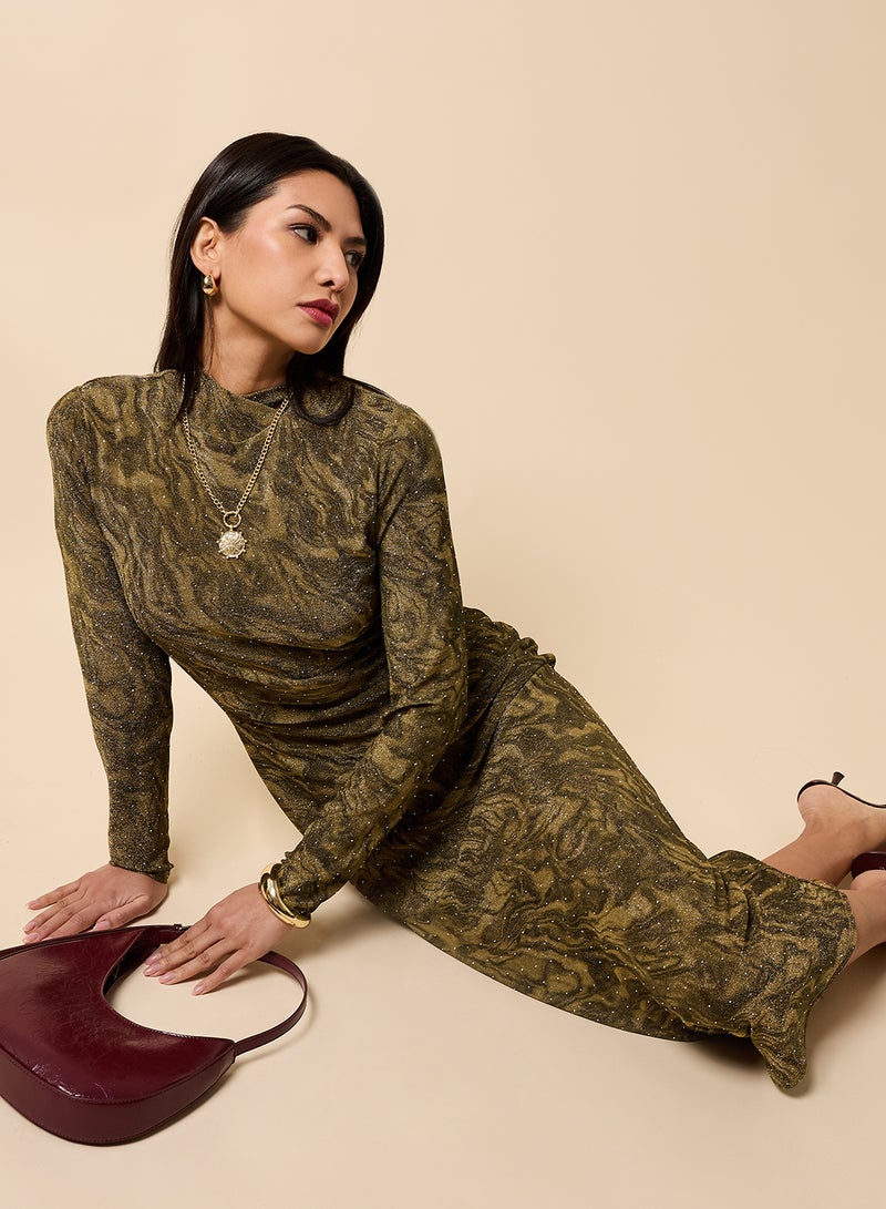 Little Mistress High Neck Long Sleeve Maxi Dress - Image 4