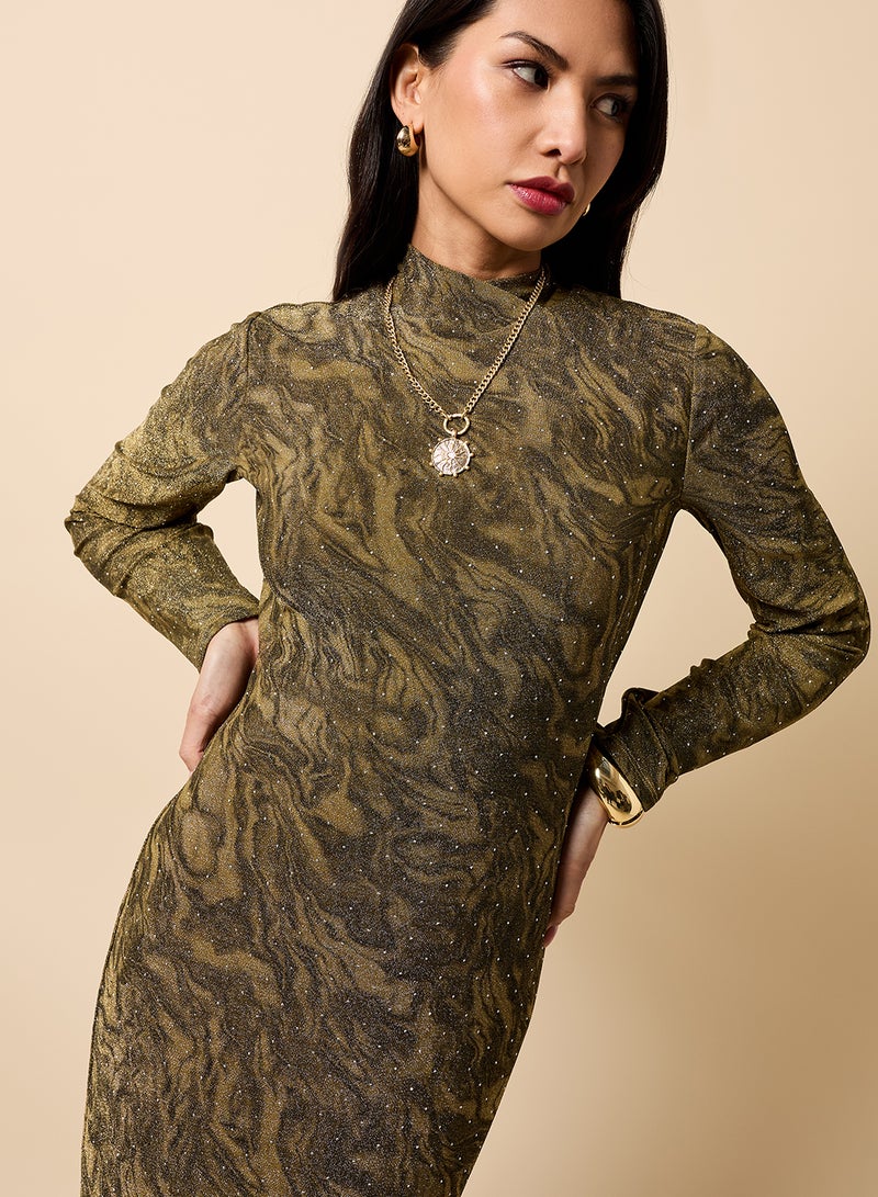 Little Mistress High Neck Long Sleeve Maxi Dress - Image 3