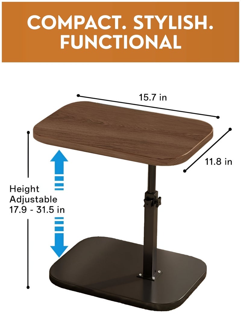 طاولة جانبية، طاولة جانبية للأريكة، طاولة قهوة للوجبات الخفيفة، طاولة ليلية محمولة سهلة التجميع لغرفة المعيشة أو المكتب أو غرفة النوم (قابلة لتعديل الارتفاع) - Image 5