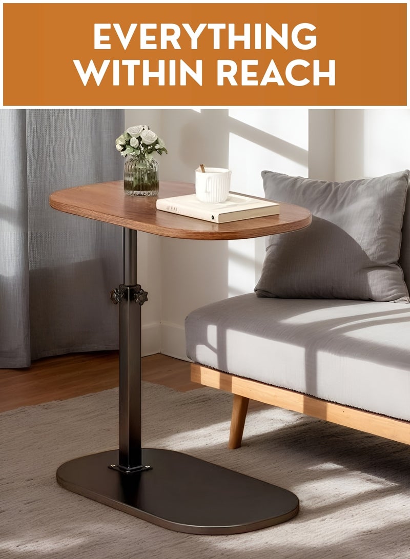 طاولة جانبية، طاولة جانبية للأريكة، طاولة قهوة للوجبات الخفيفة، طاولة ليلية محمولة سهلة التجميع لغرفة المعيشة أو المكتب أو غرفة النوم (قابلة لتعديل الارتفاع) - Image 2