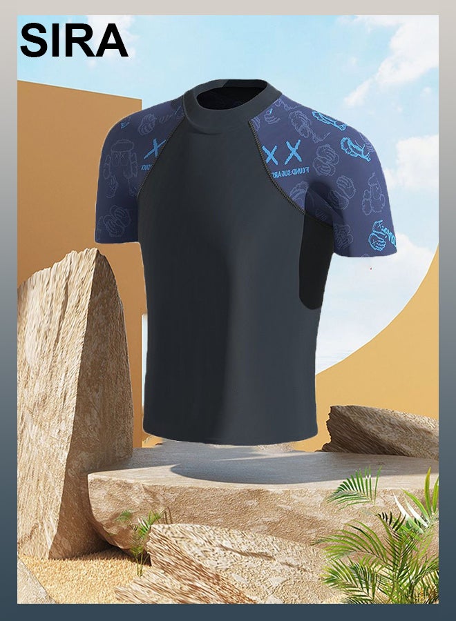 العربية طقم ملابس سباحة رجالي سريع الجفاف من 3 قطع - قميص سباحة بعامل حماية من الأشعة فوق البنفسجية 50+ + شورت سباحة وقبعة مضادة للإحراج للشاطئ/المسبح/الغوص | ملابس سباحة رياضية خفيفة الوزن للرجال - Image 2