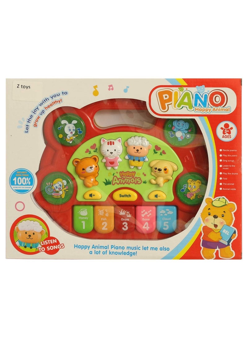 Kids Happy Animals Piano For Unisex - Red - Image 2