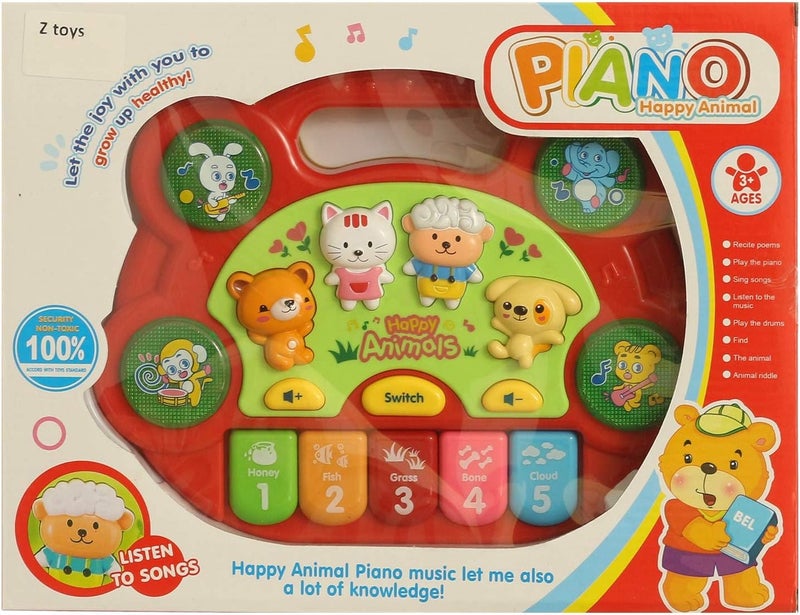 Kids Happy Animals Piano For Unisex - Red - Image 1