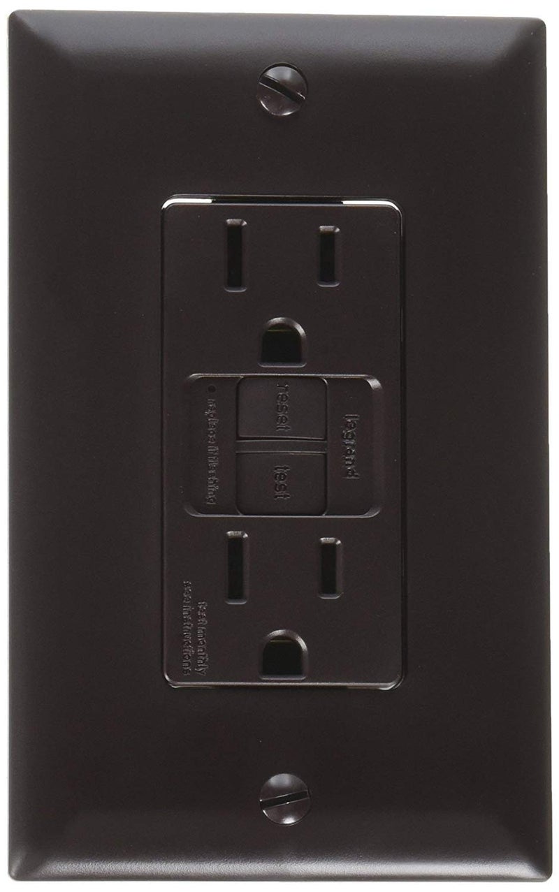 RV Designer S805, Dual GFCI Outlet with Cover Plate, Brown, AC Electrical - Image 1