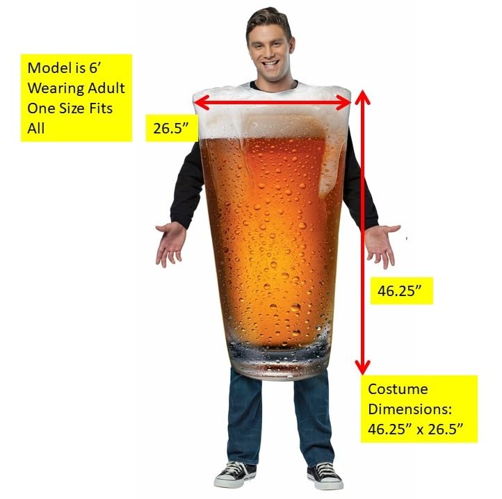 Rasta Imposta Men's Get Real Beer Pint Costume, Gold, One Size - Image 5