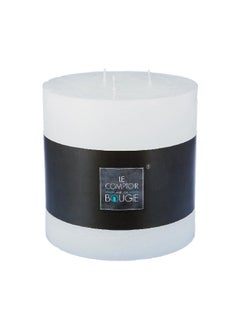 atmosphera Sleek Design 3 Wicks Round Rustic Candle White 1.9 kg 136579A  - Image 1