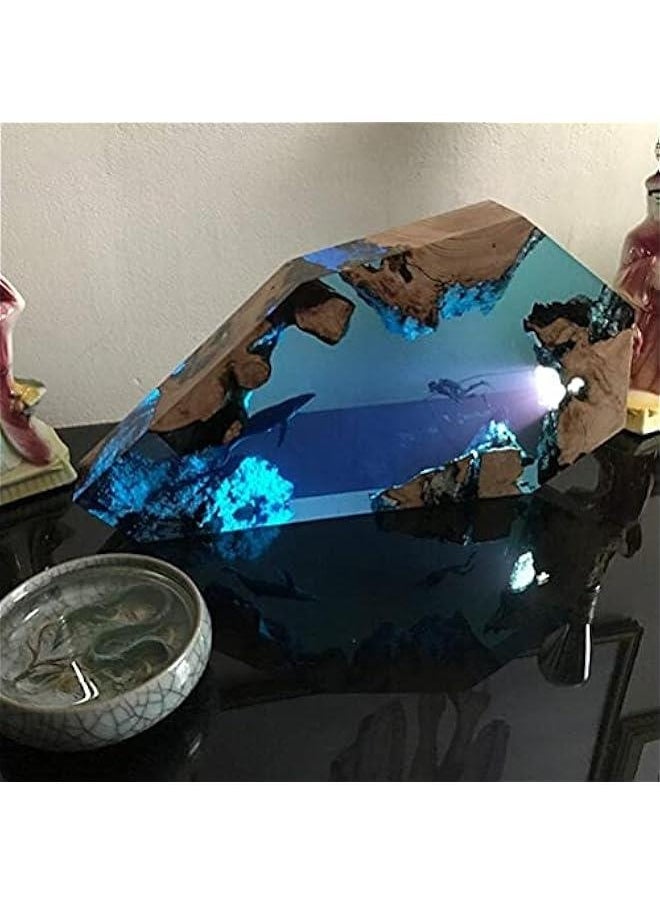 Generic - Kedejin Creative Epoxy Resin Wood Light Lamp, Large Diver and Humpback Whale Led Lights Night Light ,Deep Sea Cave Diving Nightlight B - Image 1