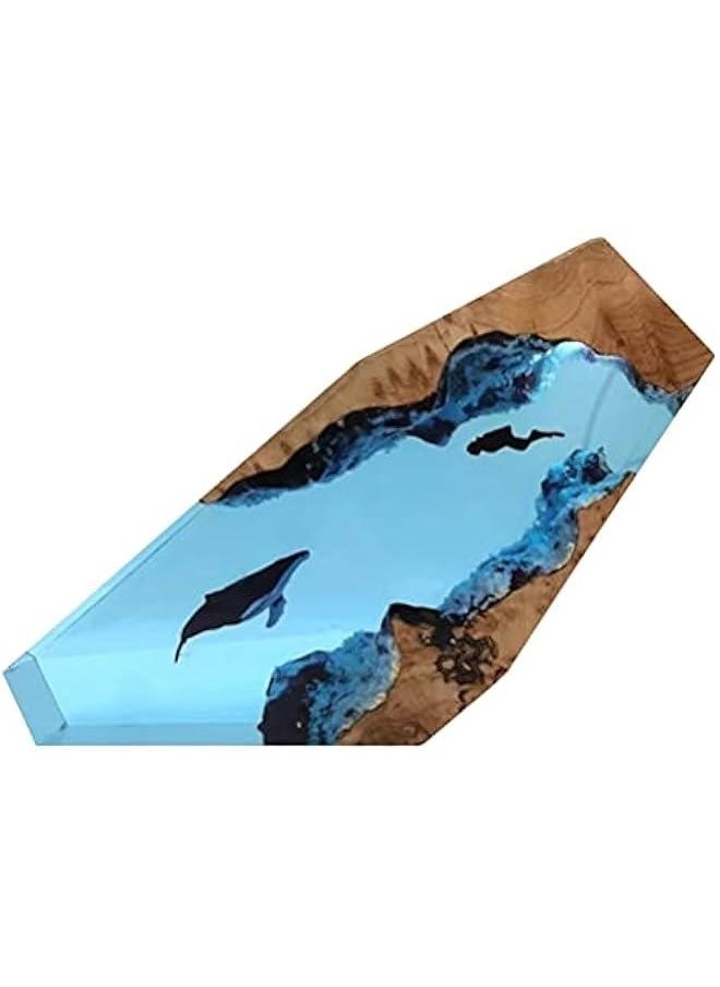 Generic - Kedejin Creative Epoxy Resin Wood Light Lamp, Large Diver and Humpback Whale Led Lights Night Light ,Deep Sea Cave Diving Nightlight B - Image 1