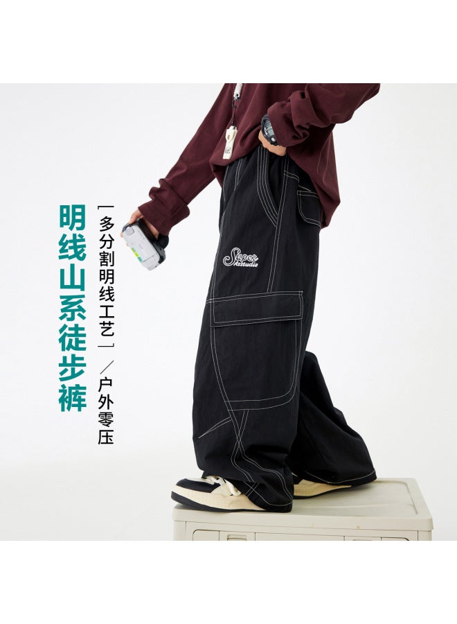 Boys' Spring Trendy Outdoor Sports Straight-leg Cargo Pants  New Children's Boys' Wide-leg Loose Pants