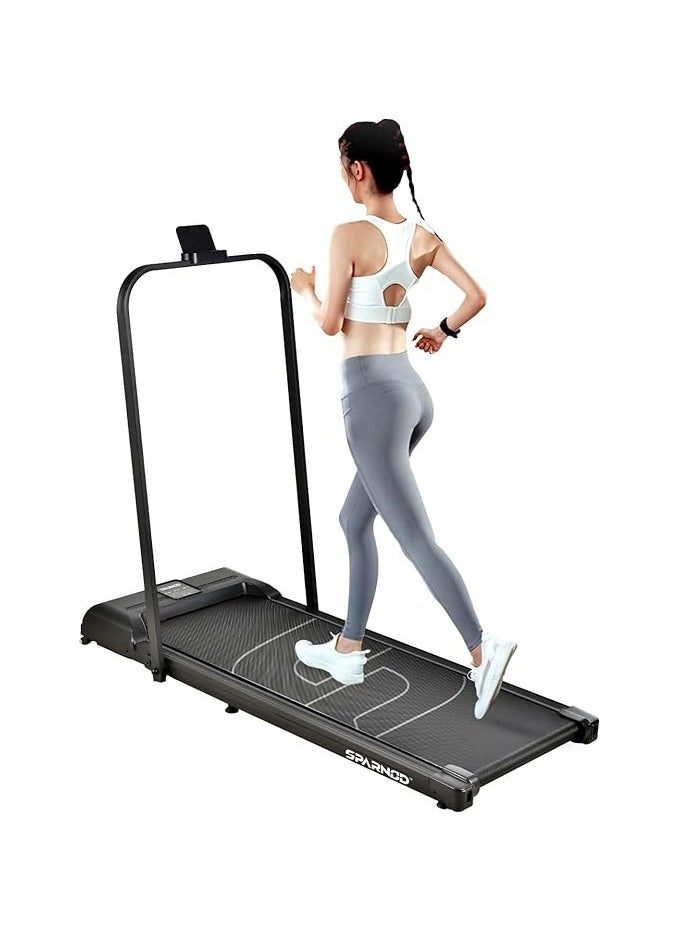Sparnod Fitness - جهاز مشي Sparnod Fitness STH-3005 موفر للمساحة 2 في 1 مثبت مسبقًا مع محرك 2.5 حصان، سرعة 1-10 كم/ساعة، وزن المستخدم 90 كجم، شاشة LED، حامل للهاتف المحمول/جهاز اللوحي - تخزينه تحت السرير/الأريكة/المكتب - Image 1