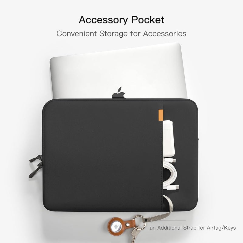 360 Villose Air Bags Protective Laptop Sleeve for 13-inch MacBook Air M2/A2681 M1/A2337 MacBook Pro M2/A2686 M1/A2338 Water-Resistant Case for 12.9 iPad Pro 6th/5th/4th/3rd Gen Black - Image 3