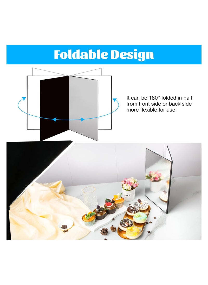 Excefore - Light Reflector 3 in 1 Photography Cardboard Diffuser A4 Folding Light Diffuser Board for Studio Product Photography Still Life Photo Shooting 29 * 21cm (Black/White/Silver) - Image 1