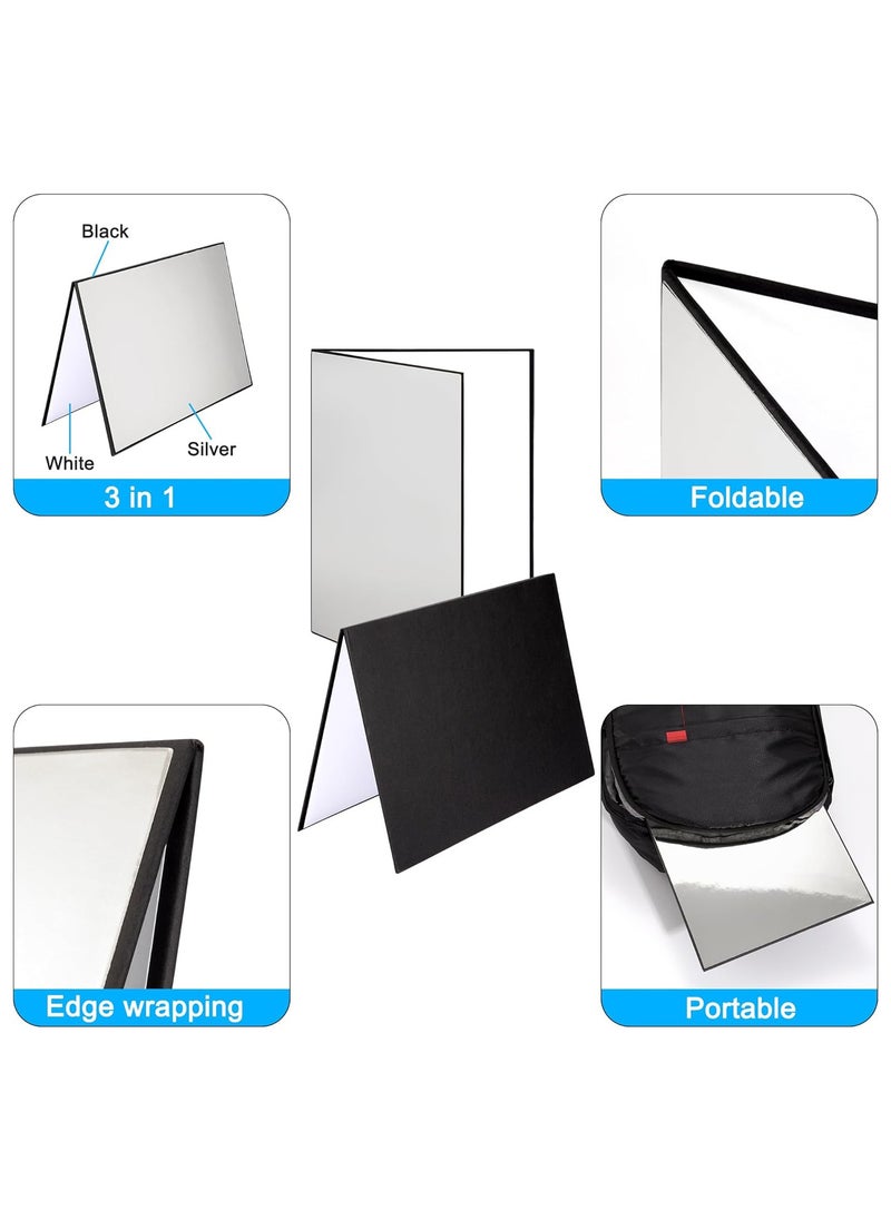 Excefore - Light Reflector 3 in 1 Photography Cardboard Diffuser A4 Folding Light Diffuser Board for Studio Product Photography Still Life Photo Shooting 29 * 21cm (Black/White/Silver) - Image 1