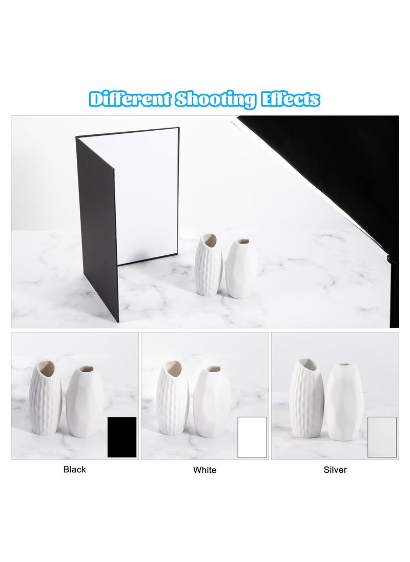 Excefore - Light Reflector 3 in 1 Photography Cardboard Diffuser A4 Folding Light Diffuser Board for Studio Product Photography Still Life Photo Shooting 29 * 21cm (Black/White/Silver) - Image 1